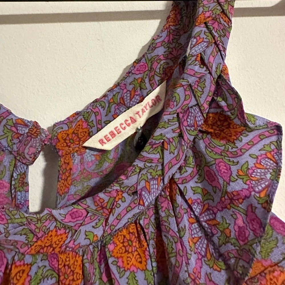 Rebecca Taylor SILK floral smocked waist summer tiered dress - Picture 5 of 7